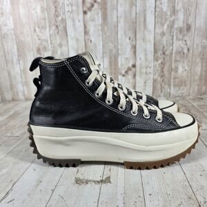 Converse Run Star Hike High Top Black Leather Platform Sneakers A04306C Womens 9